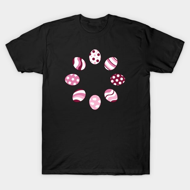 Eggs | Pink | Stripes | Dots | Clouds | Black T-Shirt by Wintre2